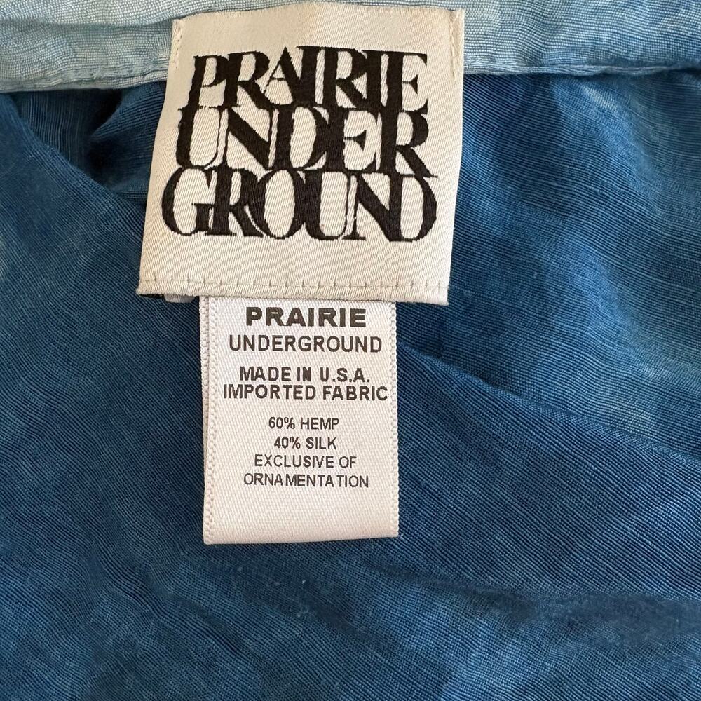 Prairie Underground Silk Hemp Hand Tie Dyed Shibori Dress Split Kimono Sleeve - Picture 8 of 12